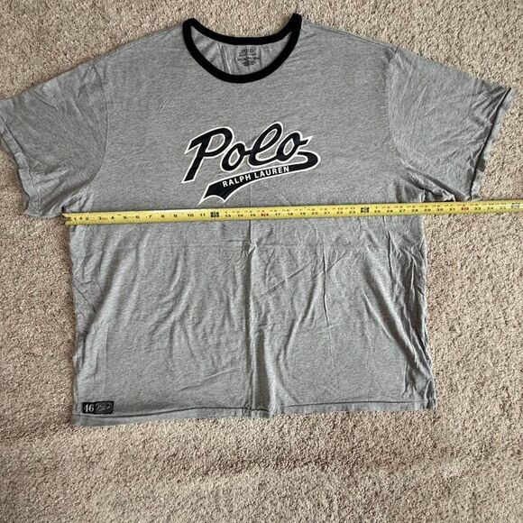 Vintage Polo Ralph Lauren T-Shirt 4XLT Big & Tall Gray Black Retro Tee - Picture 6 of 7